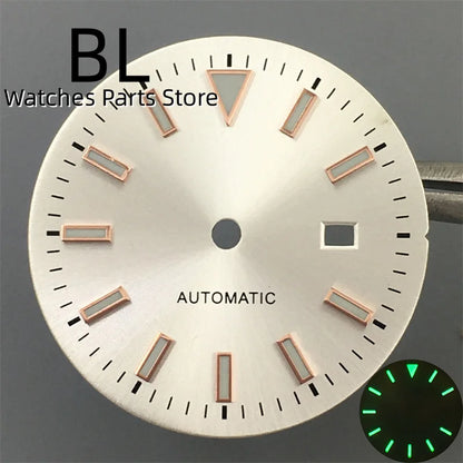 BLIGER 24.5mm Watch Dial Hand Set Sunburst Gray Rose White Mother Pearl Dial Roman Diamond Index Fit NH05 Movement Women Watches