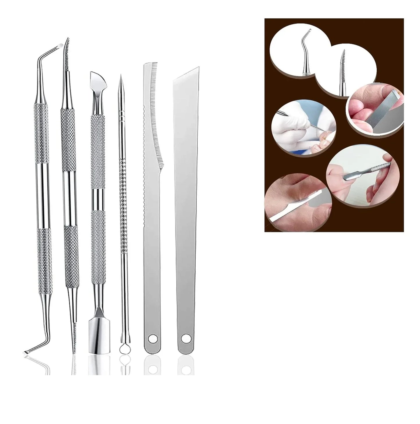 3-7pcs Stainless Steel Manicure Pedicure Knife Nail Clippers To Remove Dead Skin Calluses Thick Hard Acne Needle Pick Tool Set