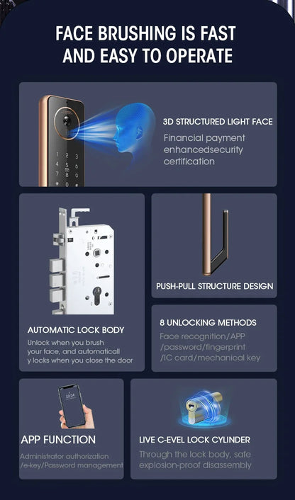 2024 Smart Door Lock  Wifi Smart Fingerprint Digital Safe Door with Camera Lock for Home