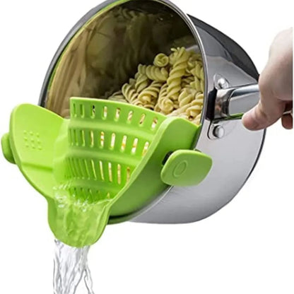 1pc Adjustable Silicone Clip-On Strainer for Pots, Pans, and Bowls - Handheld Drainer for Noodles, Pasta