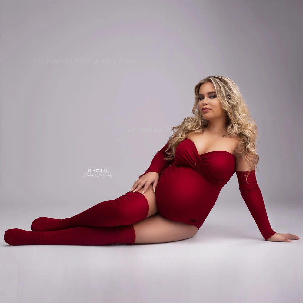 Maternity Photography Props Clothes For Pregnant Women Sexy Bodysuit Strapless Stretchy Fabric Large Size
