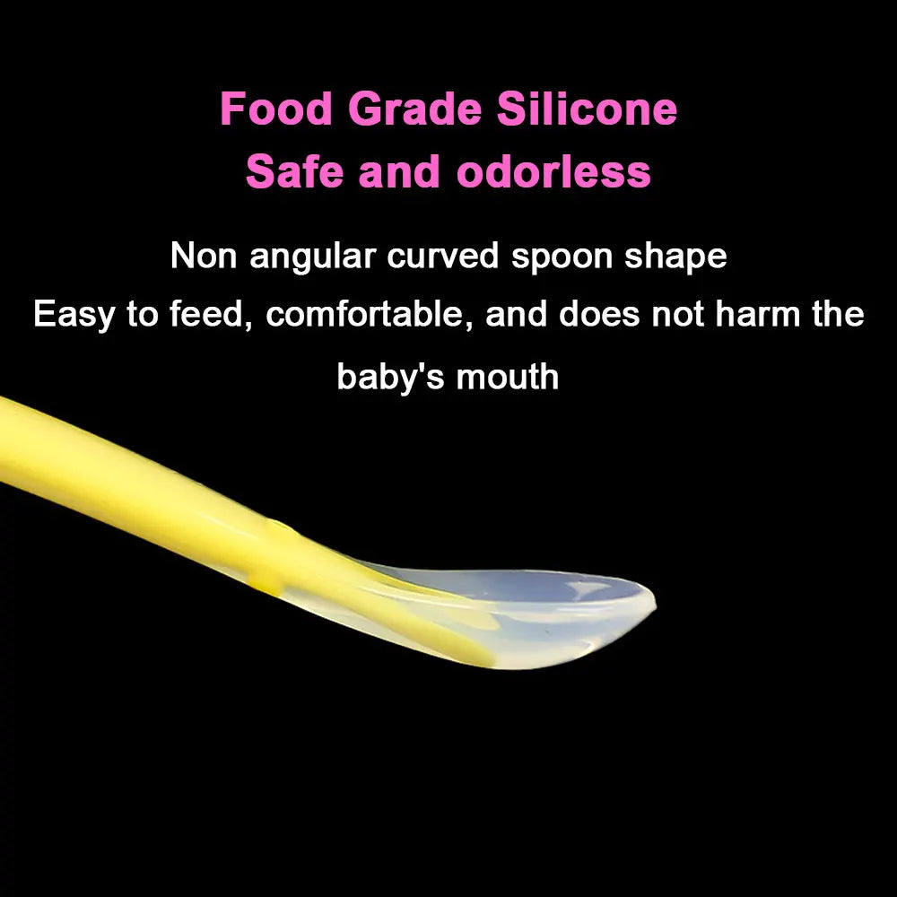 Silicone World Baby Complementary Food Silicone Spoon Training Spoon Soft Spoon Children's Feeding Tableware With Storage Box