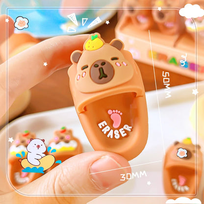 school teacher gift back to school supplies Aesthetic cute stationery Kawaii capybara funny erasers Slippers rubber cute things