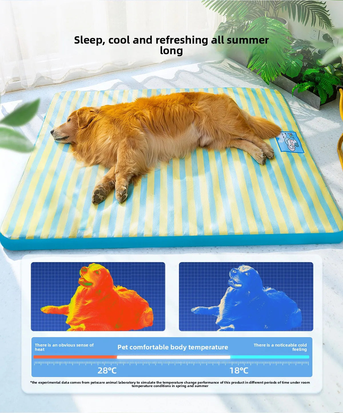 Summer dog cartoon striped ice silk mat, cat cooling mat, cooling cat bed, cooling bed, dog bed, pet bed
