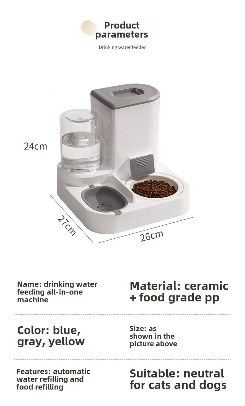 Pet automatic drinking water feeder Integrated large capacity dry and wet separation Ceramic bowl Stainless steel bowl