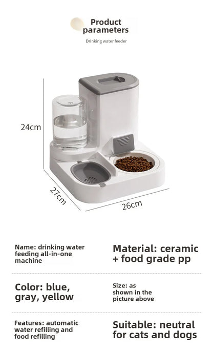 Pet automatic drinking water feeder Integrated large capacity dry and wet separation Ceramic bowl Stainless steel bowl