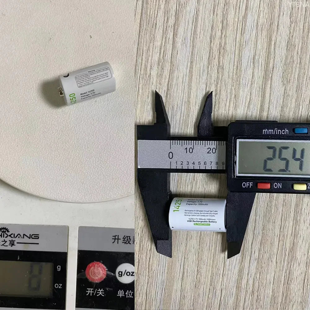 14250 3.7V 300mAh Rechargeable Lithium Battery For Probes, Thermometers, Sights, Thermostats, Monitoring systems,Alarms,1/2AA