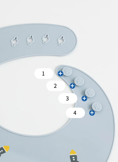 Waterproof Bibs For Kids Feeding Baby Eating Stuff Soft Silicone Babeast Cartoon Printed Adjustable Baby Tasting Feeding Bibs