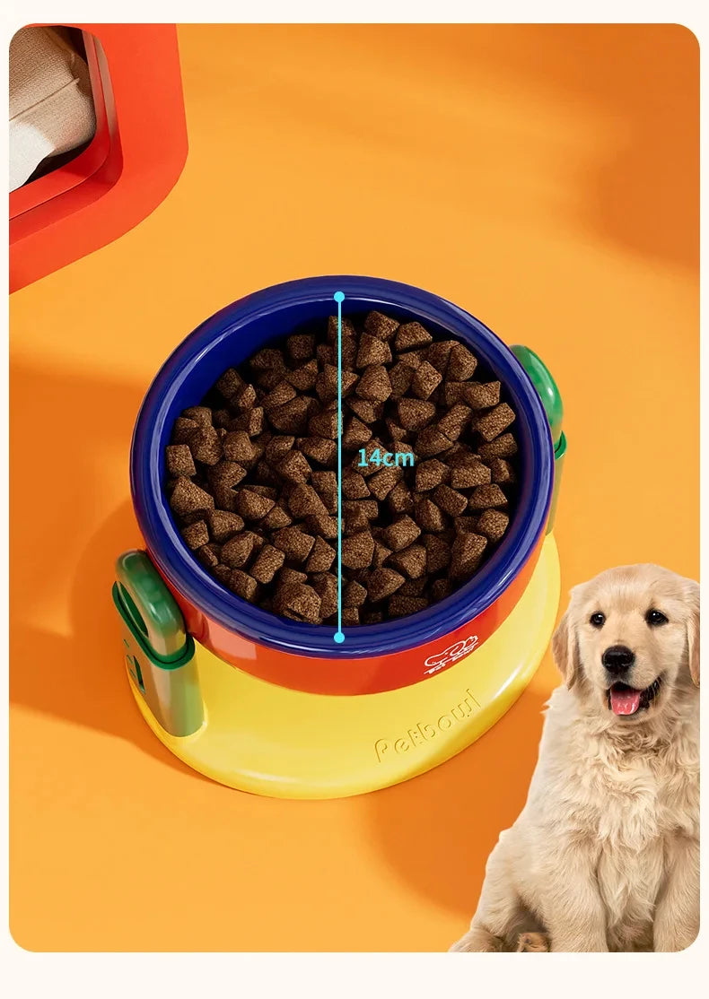 Pet Feeder Slow Feed Bowls Double Bowls Foldable with 3 Adjustable Height Suitable for Pets of Different Heights Water Feeding