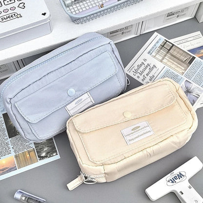 School Essential Large Capacity Pencil Pouch, Adorable Canvas Cosmetic Bag, Student Supply, Ideal Gift