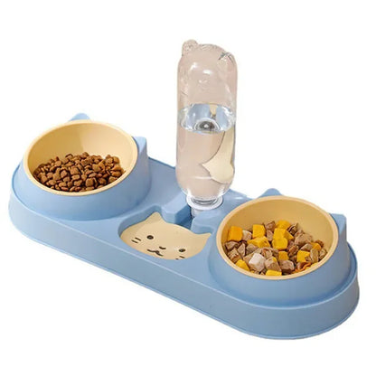 Pet Cat Bowl Automatic Feeder Dog Food Bowl With Water Fountain Double Bowl Drinking Raised Stand Dish Bowls For Cats