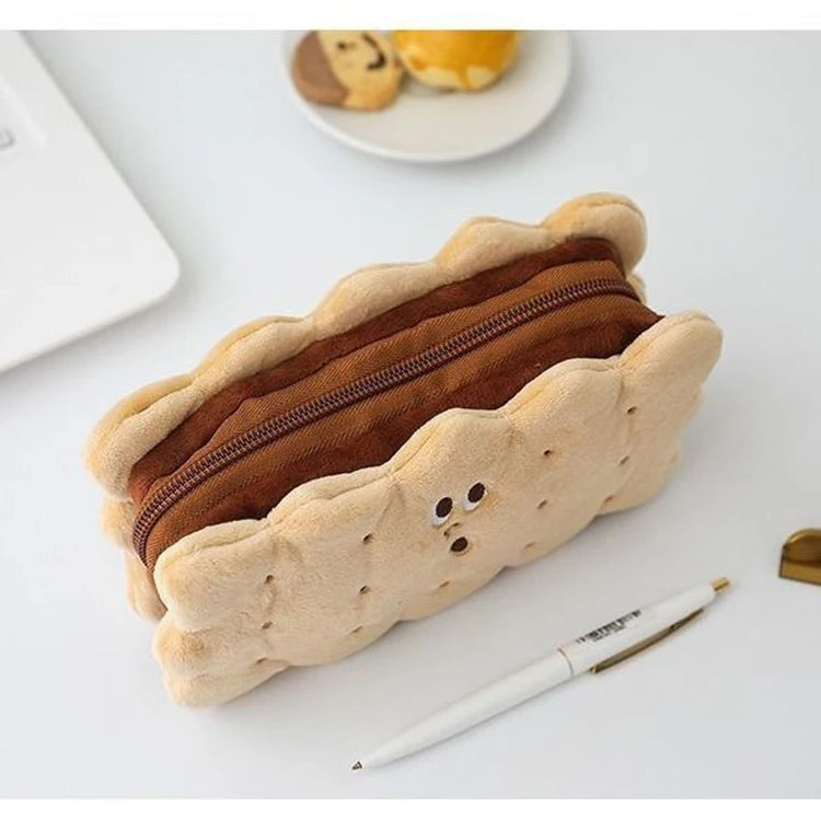 Creative Simulation Sandwich Biscuit Pencil Bag Kawaii Plush Pencil Bag Student Stationery Storage Bag Student Supplies