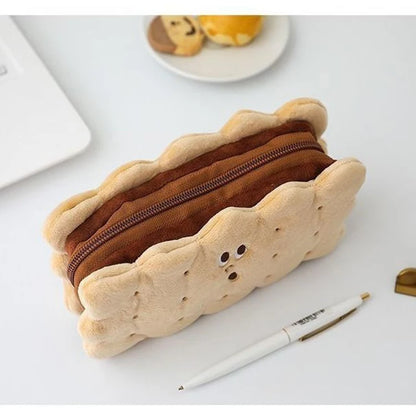 Creative Simulation Sandwich Biscuit Pencil Bag Kawaii Plush Pencil Bag Student Stationery Storage Bag Student Supplies