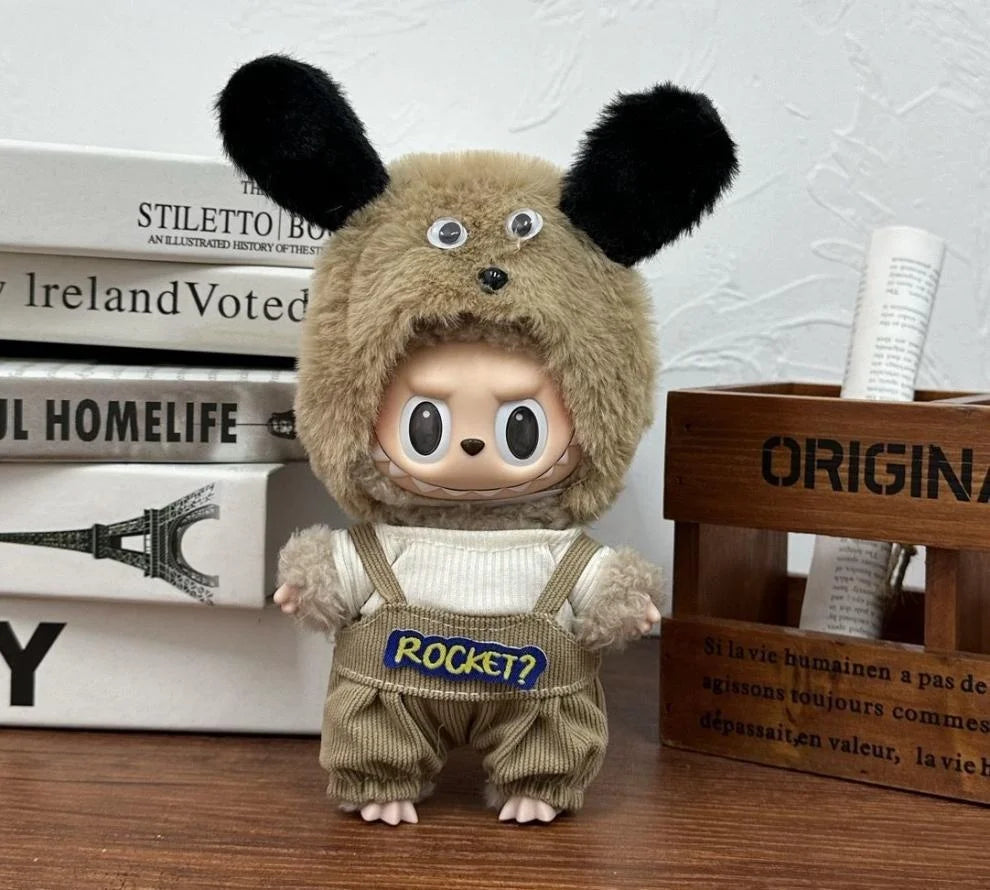 Cute Labubu Doll Costume 17 Cm Labubu Clothes Rubber-Coated Figurines Overalls Baby Dresses Summer Labubu Outfits Holiday Gift