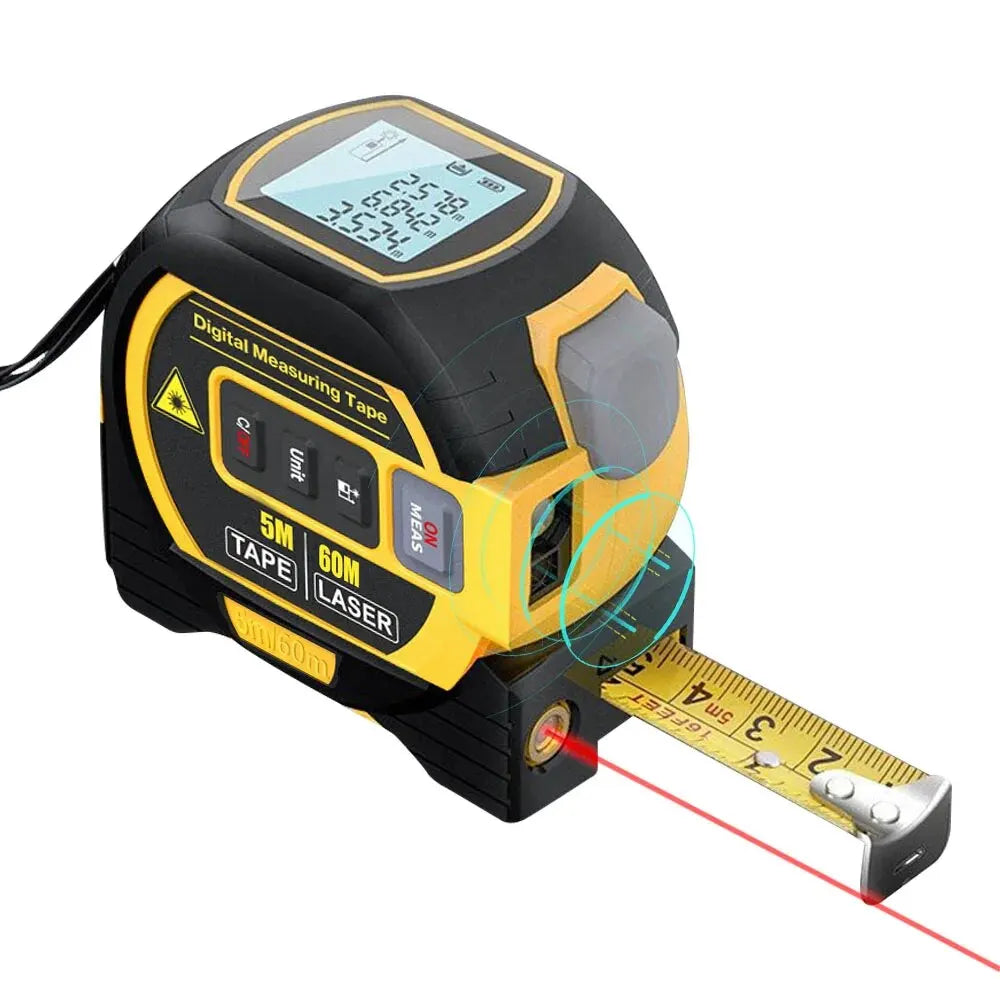 Laser Tape Measure 3 In 1 Digital Tape Measure High Precision Laser Rangefinder Steel Tape Measure