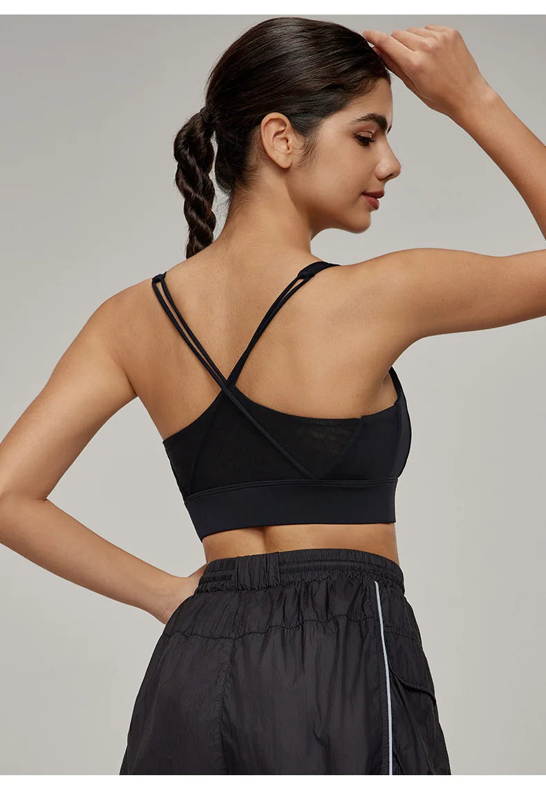 Sports Bra for Women, Shockproof Fixed Cup, Sexy and Beautiful Back, Breathable Fitness Bra with Chest Cushion