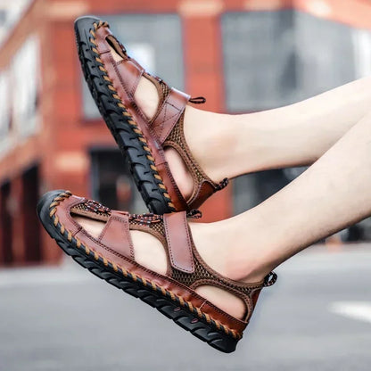 Comfortable Man Sandal for Men Flat Sandals Trend 2024 Men's Summer Sandal Authentic Leather Shoes Man Platform Sandals. Slipers