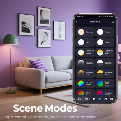 E27 Smart Bulb Tuya Bluetooth LED Light Bulb 18W 15W 9W 220V RGB Lamp APP Control Timer Dimmable Music Sync Work With Smart life