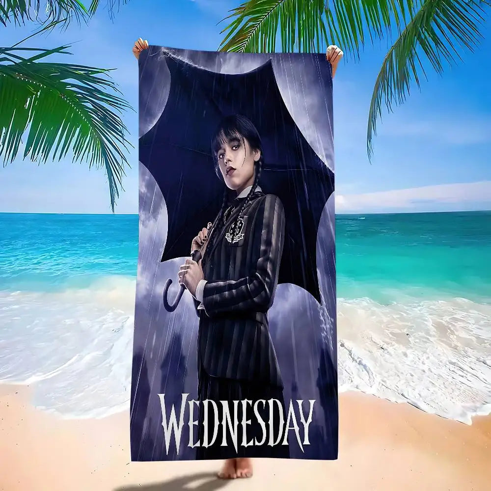 W-WednesdayS Addams Movie Cartoon Beach Towel Cute Kawaii Room Decor Bath Girls Children Hand Towels For Bathroom Shower