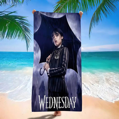 W-WednesdayS Addams Movie Cartoon Beach Towel Cute Kawaii Room Decor Bath Girls Children Hand Towels For Bathroom Shower