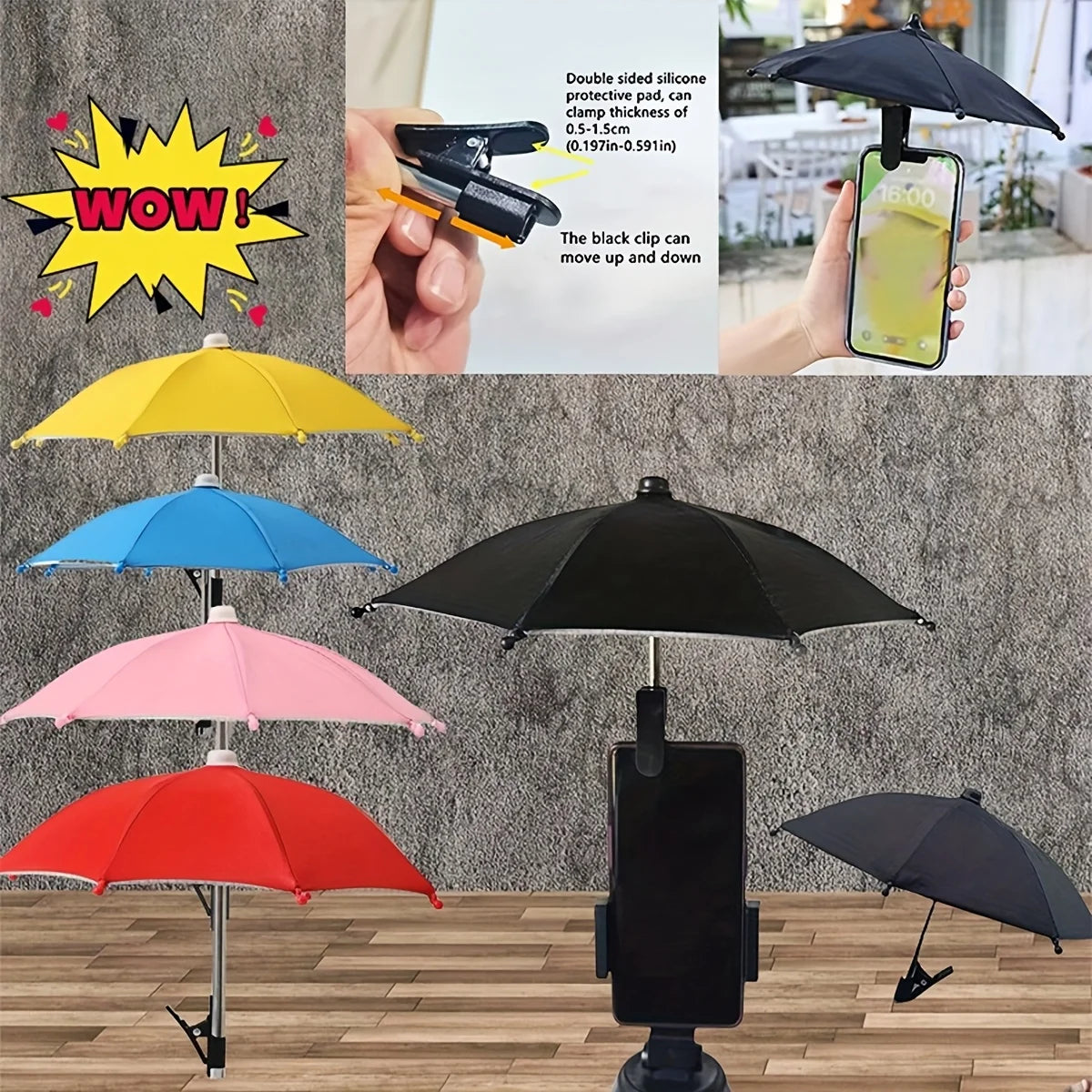 Mobile Phone Holder Sunscreen Umbrella Clip Outdoor Mobile Phone Fixed Umbrella Rain Parasol Mobile Phone Anti-Reflective