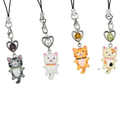 Cat Pendant Phone Strap Anti Lost Keychain Y2K Phone Charm Heart Cute Phone Lanyard Women Girls Phone Accessories