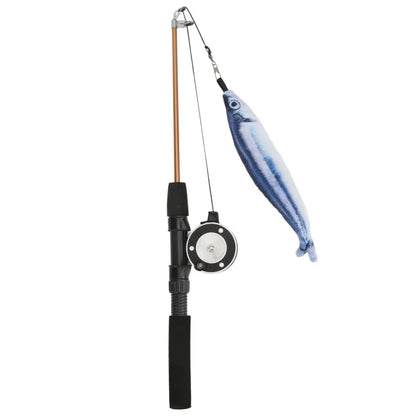 Interactive Cat Fishing Rod Toy - Telescopic, Realistic Fish - Shaped Lure With Pulley - Fun & Flexible For Cat Playtime
