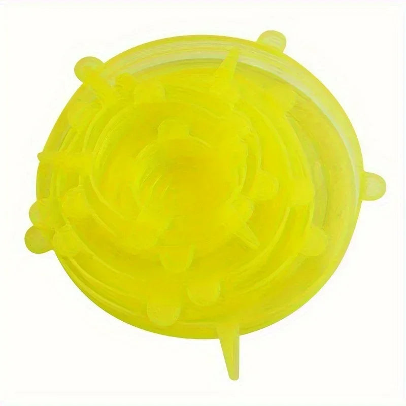 6pcs Silicone Stretch Lids, Food Bowl Covers, Reusable Food Saving Cover, Stretchable Multifunctional Fruit And Vegetable
