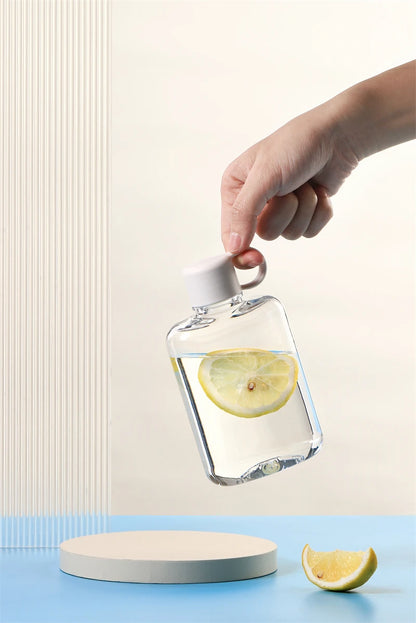 Water Botlte Flat Bpa Free Sport Clear Plastic Crystal Drinks Kettle Notebook Milk Juice Transparent Drinkware Birthday Gift