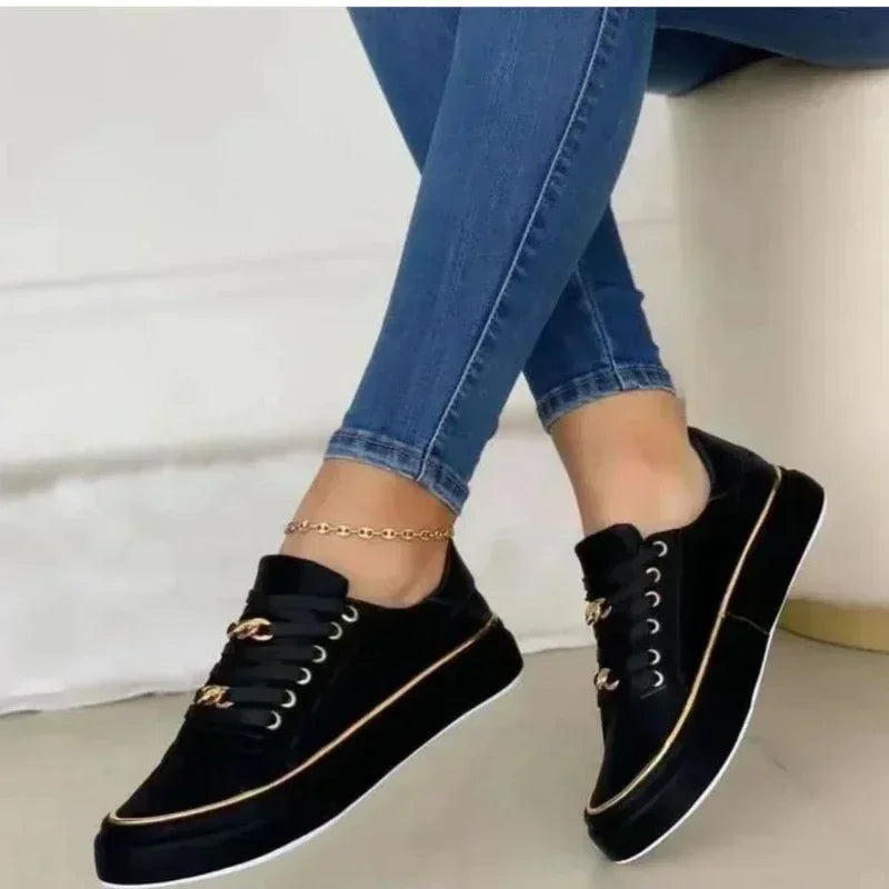 Women's Sneakers 2025 New Fashion Womens Shoes Comfortable Round Toe Platform Sneakers Lace-up Walking Vulcanized Shoes Zapatos