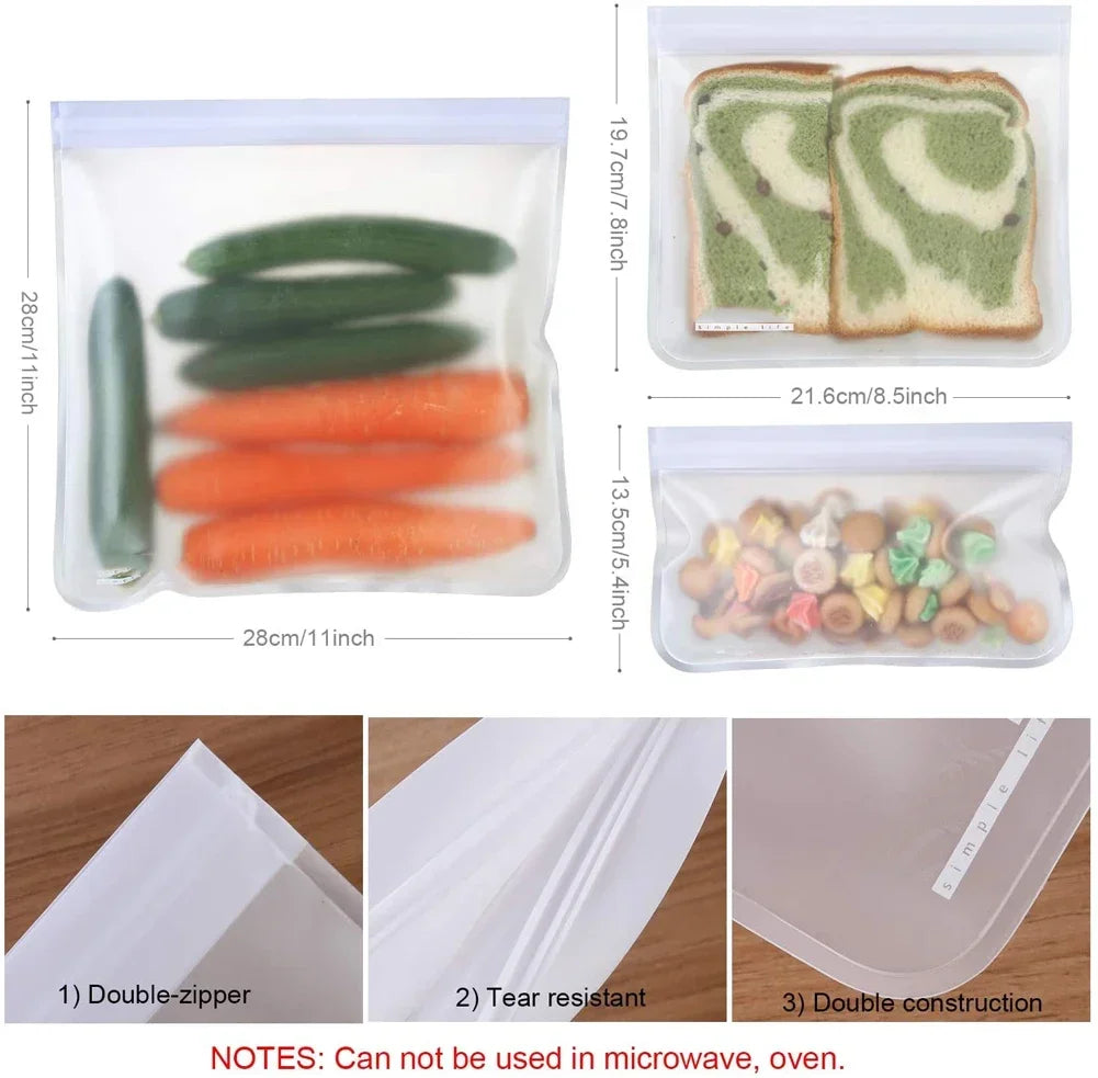 10pcs Silicone Food Storage Containers Leakproof Containers Reusable Stand Up Zip Shut Bag Fresh Bag Food Storage Bag Fresh Wrap