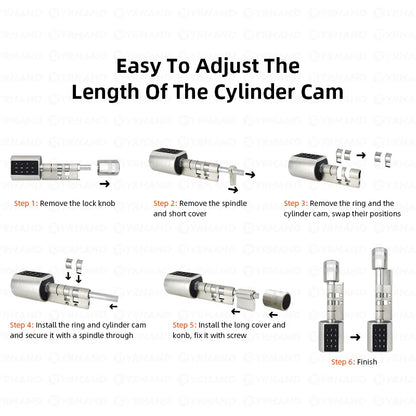 Smart Euro Cylindrical Door Lock ttlock app Keyless Security Entry Mechanical Key Waterproof fingerprint door lock For home