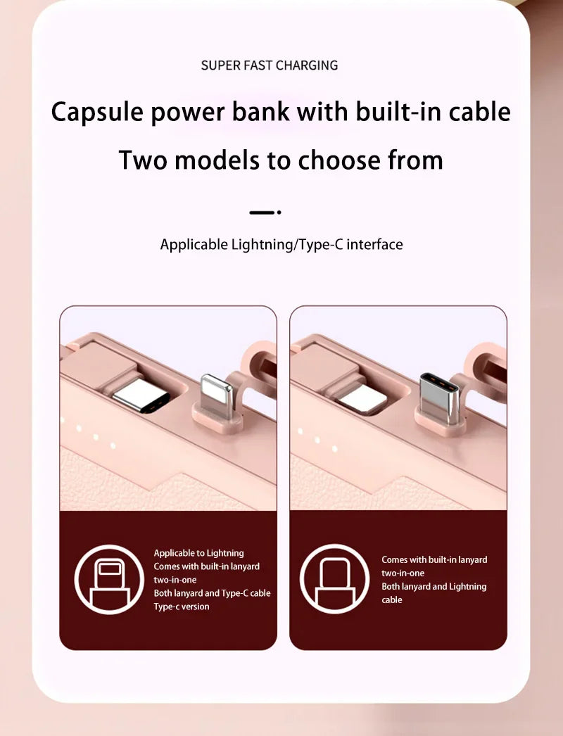 Xiaomi Power Bank 50000mAh Pocket Power Bank Portable Capsule Power Bank Fast Charging External Battery for iPhone Samsung