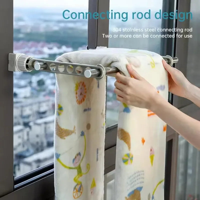 Drying Rack Bathroom Door and Window Rack Eight-hole Clothes Rack Balcony Window Multifunctional Portable Clothes Rail