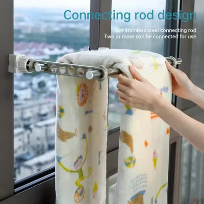 Drying Rack Bathroom Door and Window Rack Eight-hole Clothes Rack Balcony Window Multifunctional Portable Clothes Rail