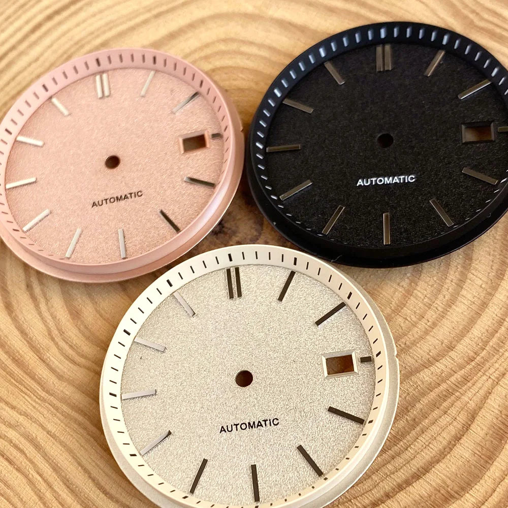 33.5mm Salmon Pink Black White Watch Dial Silver Hand Set Fit NH35 NH36 Automatic Movement Diving Men Watch Parts