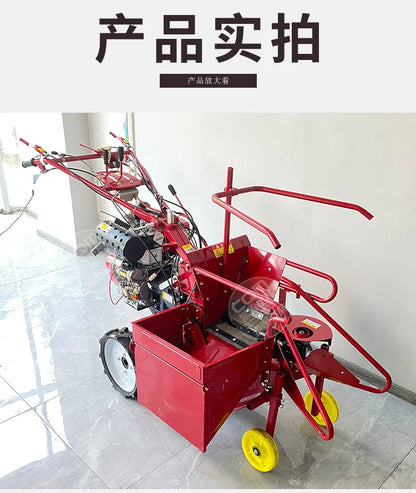 Fully automatic corn single-row harvester, household small hand-held corn harvester with corn stalks