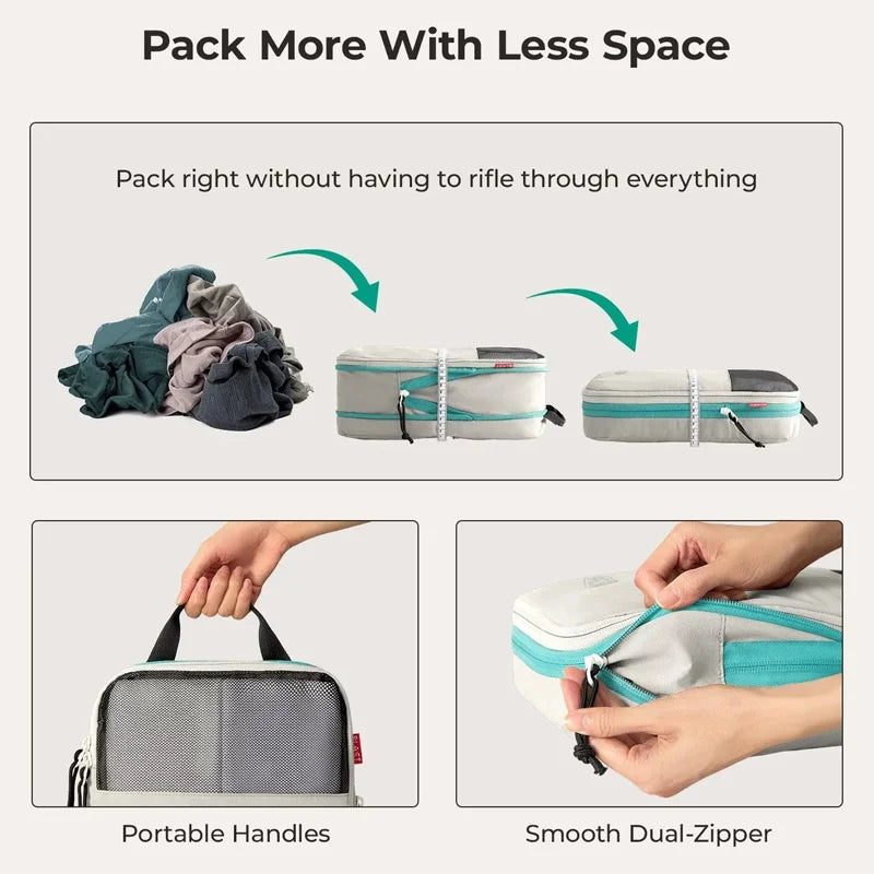 BAGSMART Compression Packing Cubes Expandable Travel Set Storage Bag 6 Pcs Travel Organizer Luggage Carry Suitcase