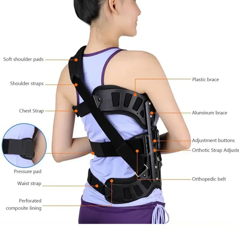 Fixed Spinal Brace Aluminium Alloy Breathable Fixed Spinal Straightener Brace for Children Adults Scoliosis Correcting Brace