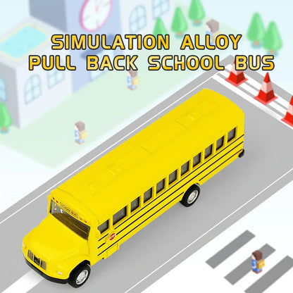 Simulation Alloy School Bus Inertia Toys Car Model Pull Back Car Interactive Toys Car Collection Educational Boy Gifts Toys