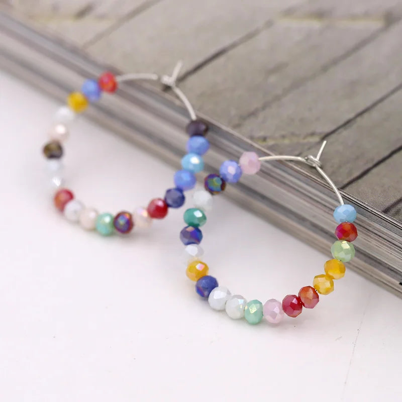 Fashion Women's Earrings Boho Colorful Crystal Beaded Earrings Jewelry Female Girls Gifts Ear Ring Accessories