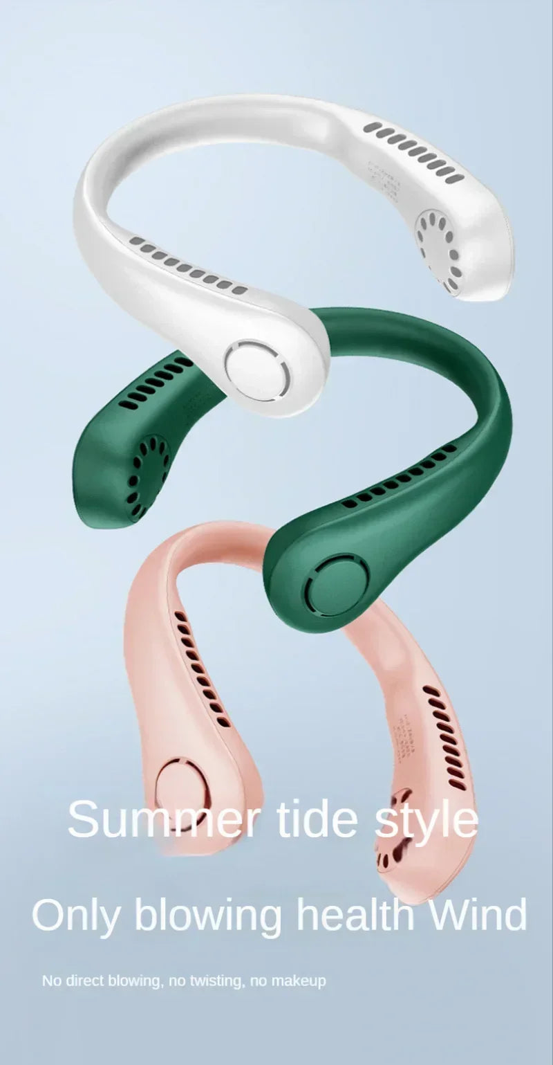 Portable Mini Neck Hanging Fan USB Rechargeable Wearable for Outdoor Sports Running Travel No Blades Summer Cool