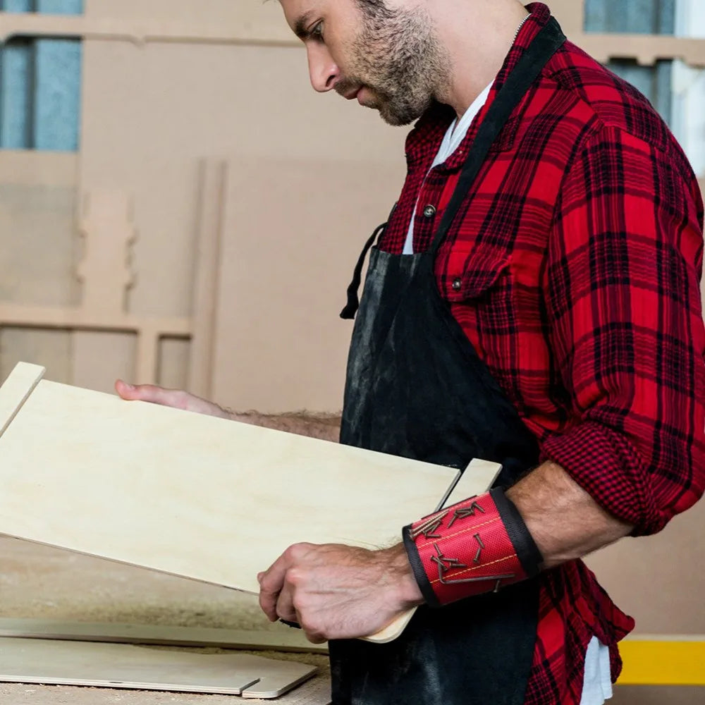 Magnetic Wristband Five Rows of Ten Magnets for Holding Screws,Drilling Bits,Nails,Wrist Tool Holder Belts with Strong Magnets