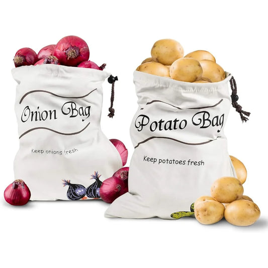 Reusable Canvas Vegetable Storage Bag Durable Square Fresh-keeping Bag Suitable for Potatoes Onions Tomatoes Fruits Etc