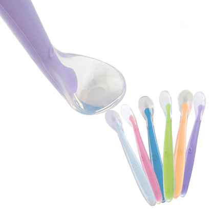 2pcs Baby soft silicone Spoon & PP Transparent Box Baby Feeding Soft Tip Tableware Learning Eat Training Auxiliary Tools