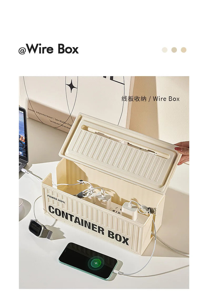 Cable Storage Box With Lid For Home Office High Capacity Cord Organizer Space Saving Desktop Socket Cable Management Box
