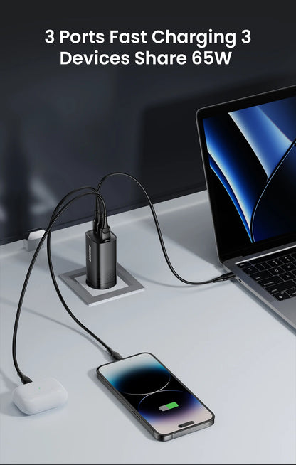 65W GaN USB Type C Fast Charger For Laptop PPS 45W PD QC 3.0 Quick Charge For iPhone 14 13  Samsung Xiaomi Realme Phone Charger