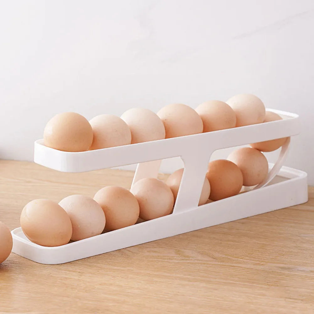Refrigerator Side Door Egg Organizer, Rolling Egg Tray for Fridge, Keep Eggs Fresh, Space - Saving Egg Storage Solution