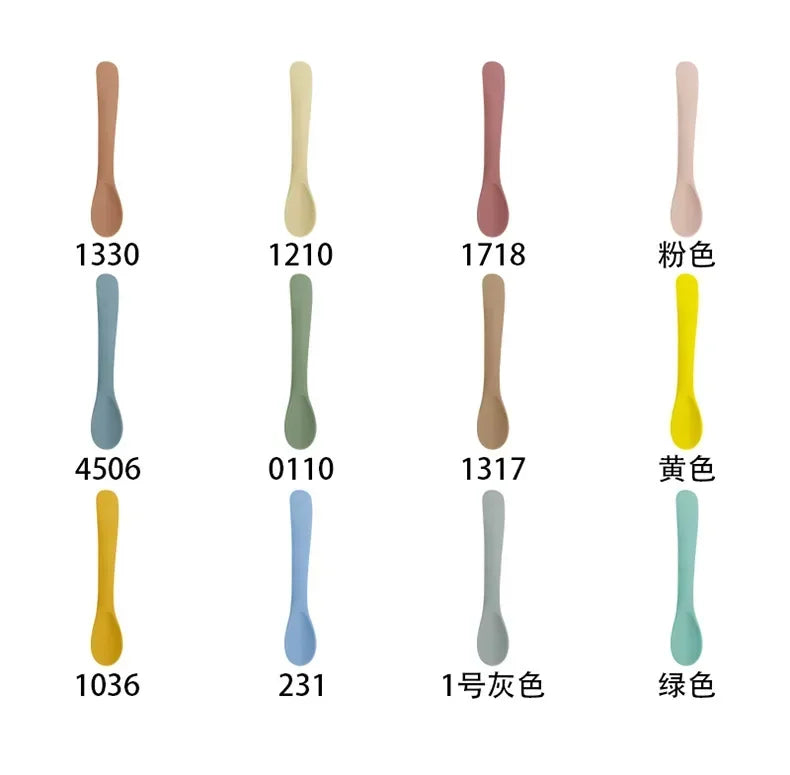 Silicone Baby Learn To Eat Spoon Small Curved Spoon Soft Rubber Feeding Silicone Cutlery Baby Training Spoon