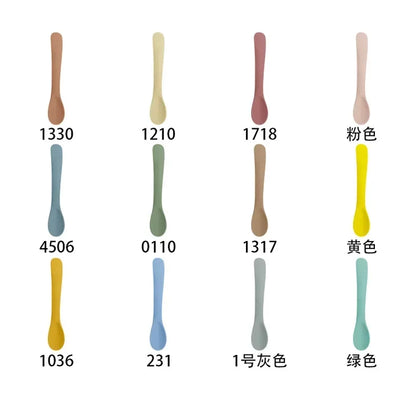 Silicone Baby Learn To Eat Spoon Small Curved Spoon Soft Rubber Feeding Silicone Cutlery Baby Training Spoon